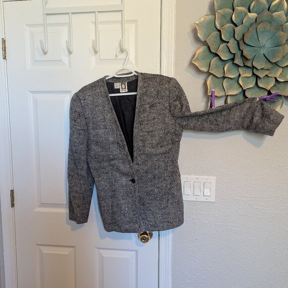 80s I Magnin and Anne Klein collaboration | Silk | Old Money | Blazer | Midnight - Picture 1 of 9